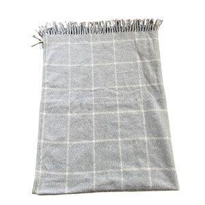 Roca Home Gray Geometric Cotton Blend  Blanket 50" X 67" Made In Portugal‎